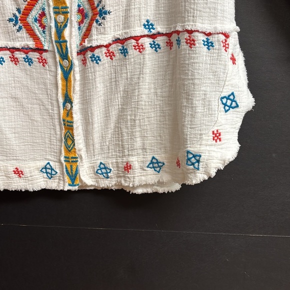 Kyla Seo Button Up Oversized Shirt White/Ivory Boho Chic 100% Cotton Size XS - Picture 5 of 15